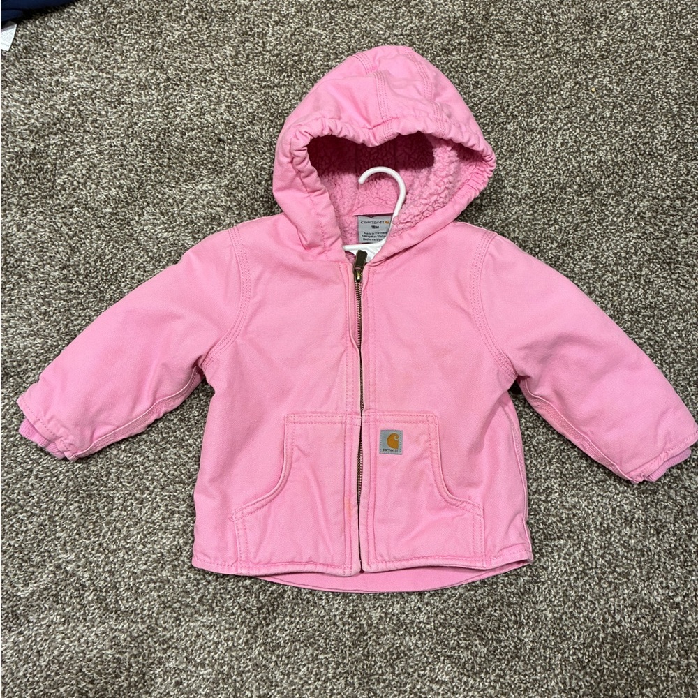 Carhartt toddler girls Soft Pink Fleece-Lined Jacket size 18 month
